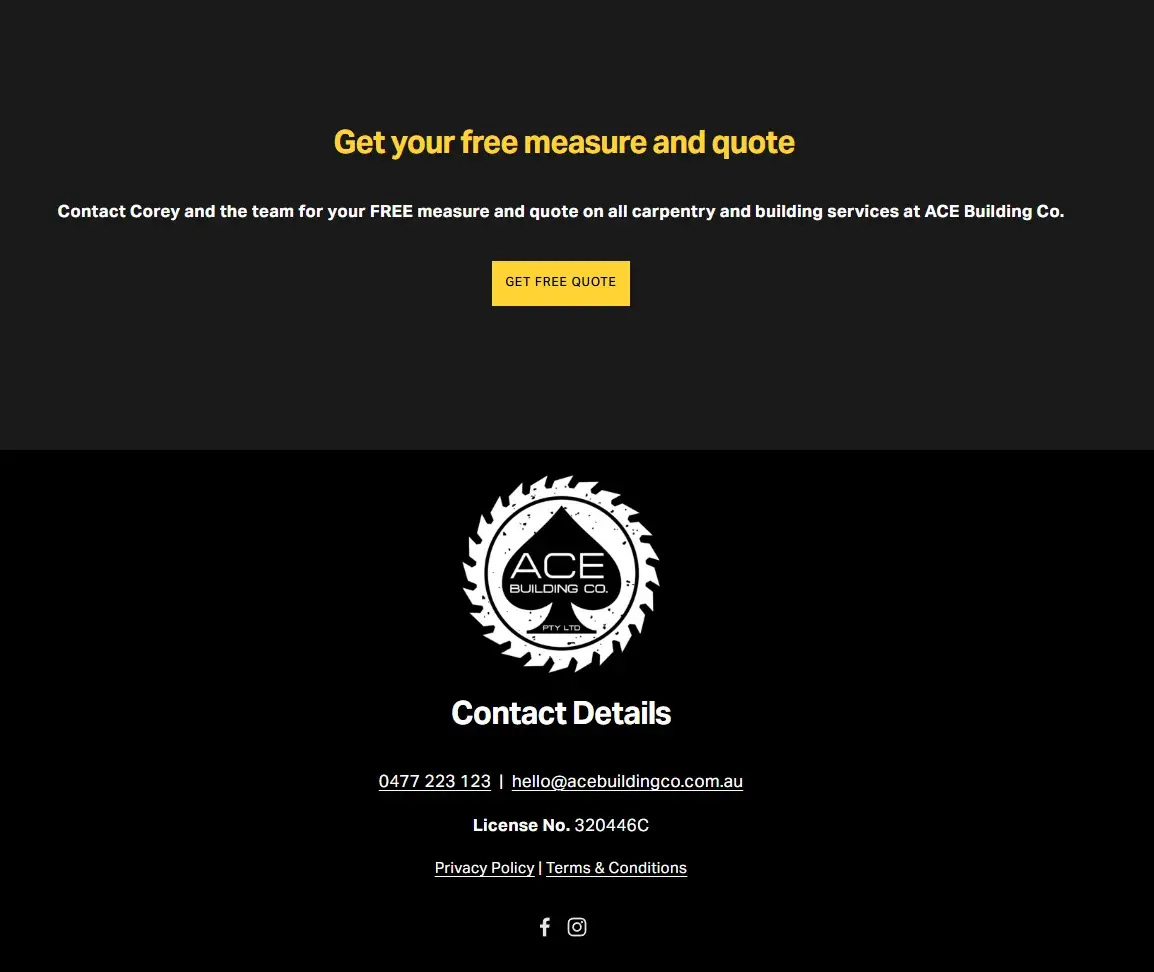 Old contact section with minimal information on dark background