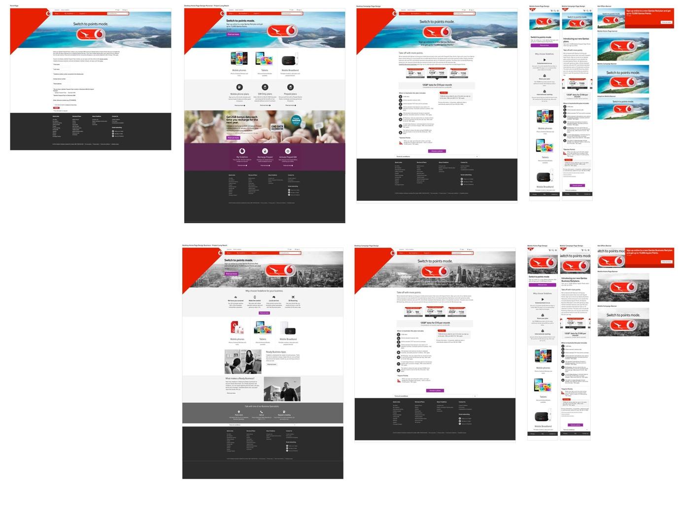 High-fidelity Vodafone Qantas campaign screens and journeys