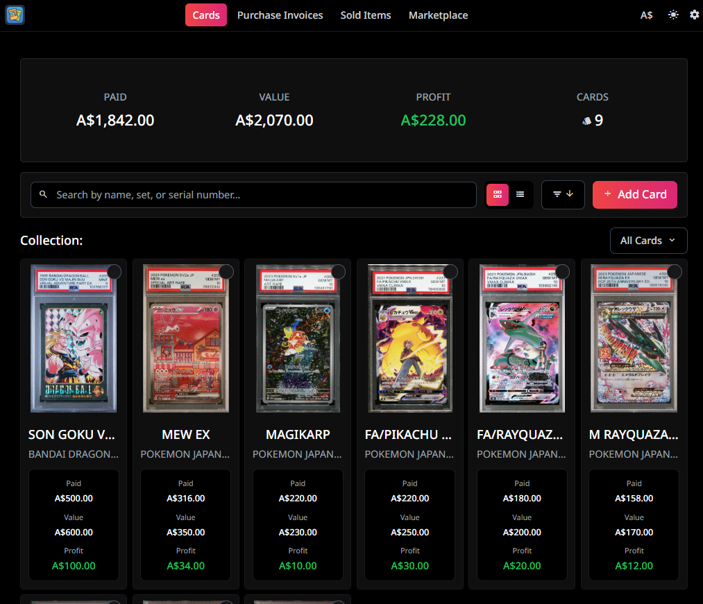 MyCardTracker - Card Collection Platform